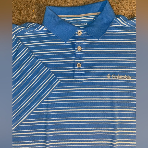 Columbia Omni Wick Polo Mens Size Small Blue Beach Fishing Work Sport Shirt - Picture 2 of 11